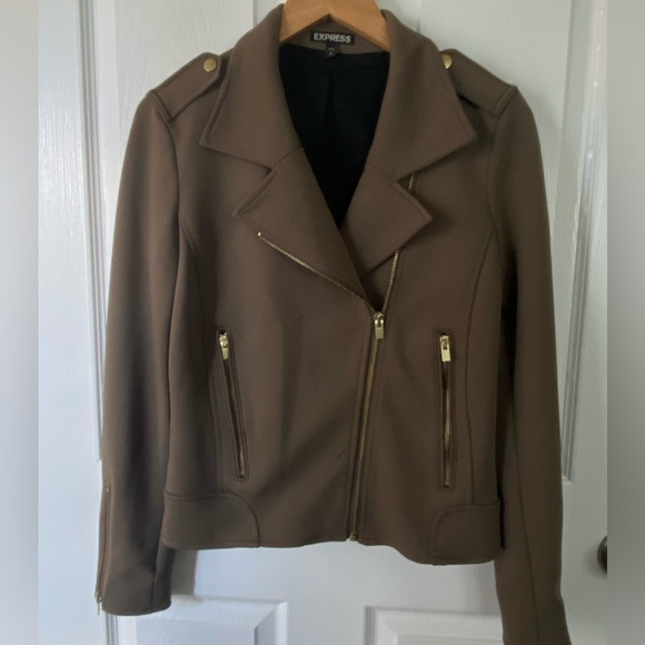 Women’s Express dressy military style jacket with gold accents in green size M - Picture 10 of 12